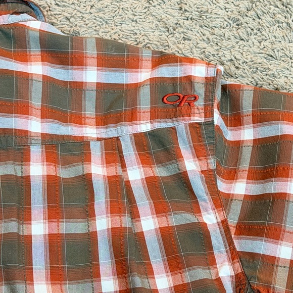 Outdoor Research Shirt Medium Brown Plaid Short Sleeve - Picture 6 of 6